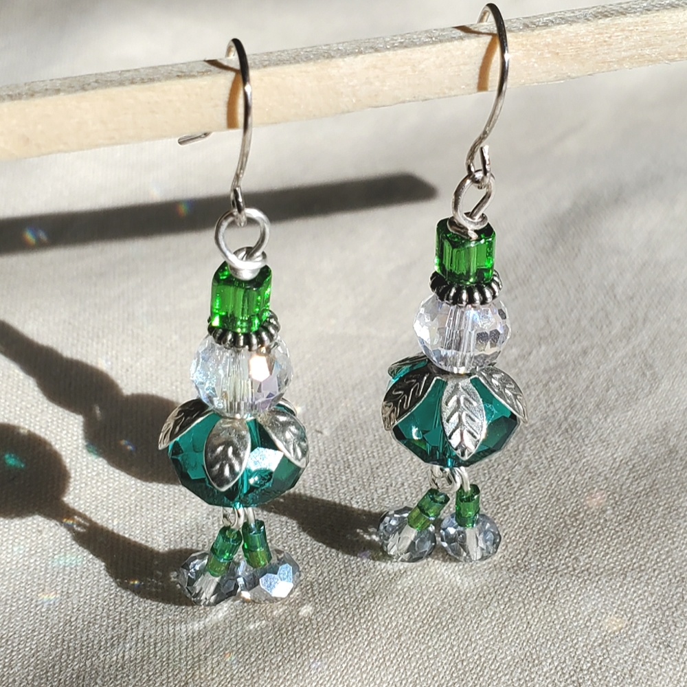 Handmade Santa's Elves Glass Bead Earrings Christmas Elf